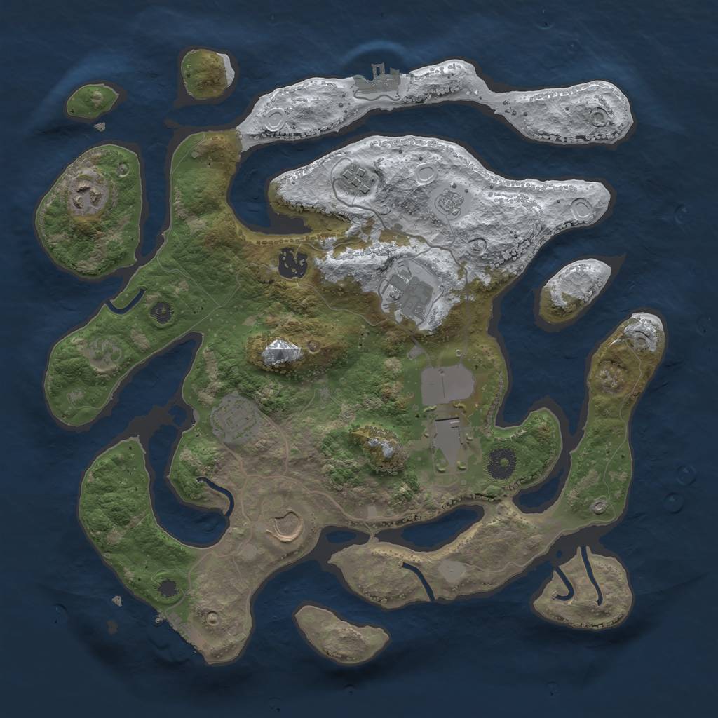 Rust Map: Procedural Map, Size: 3500, Seed: 3610528, 15 Monuments