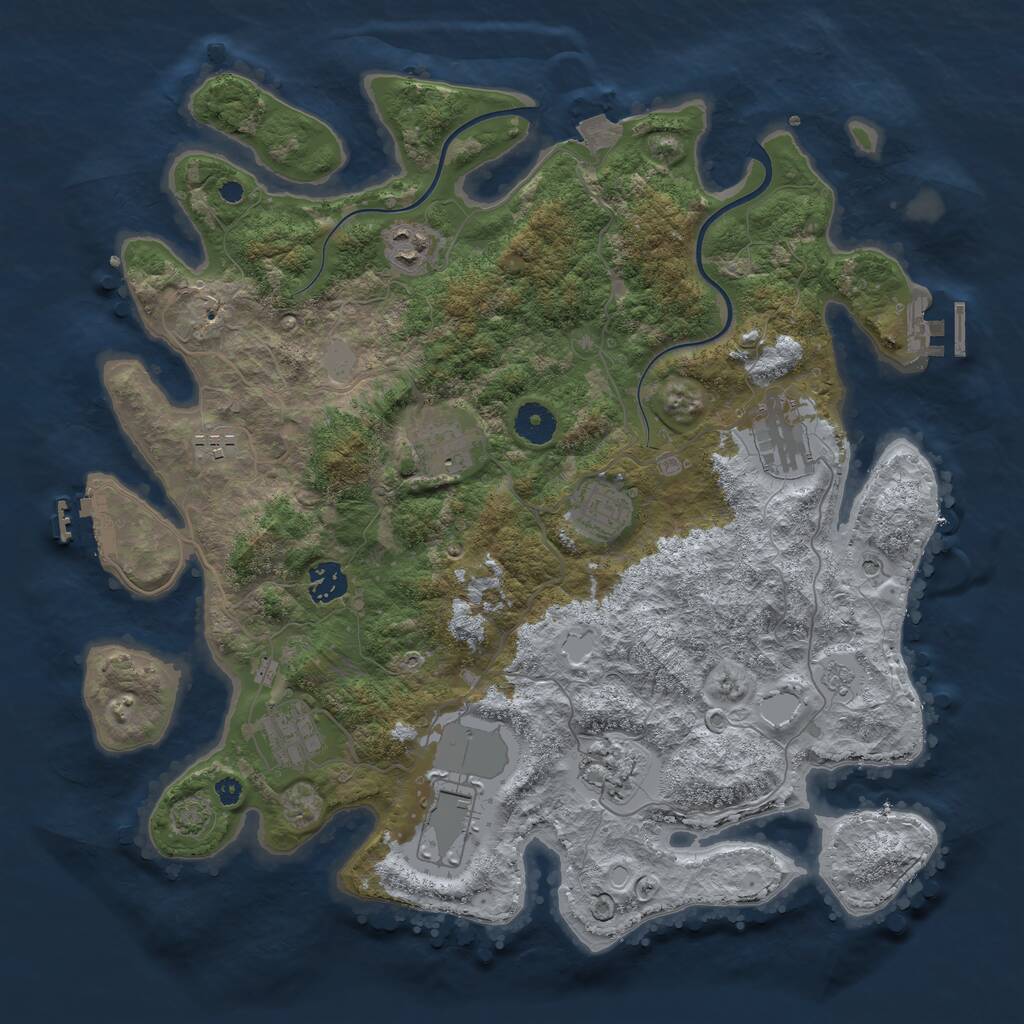 Rust Map: Procedural Map, Size: 3800, Seed: 4690042, 15 Monuments