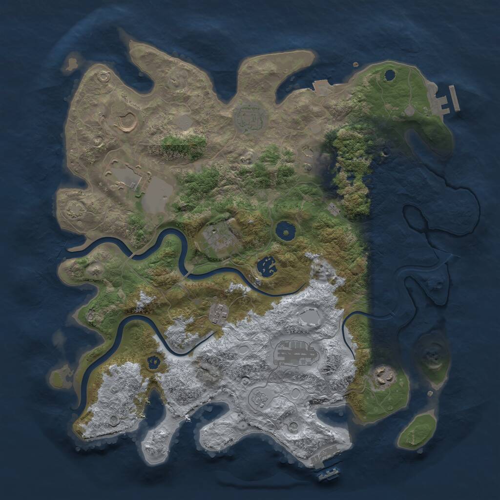 Rust Map: Procedural Map, Size: 3800, Seed: 1674044, 15 Monuments