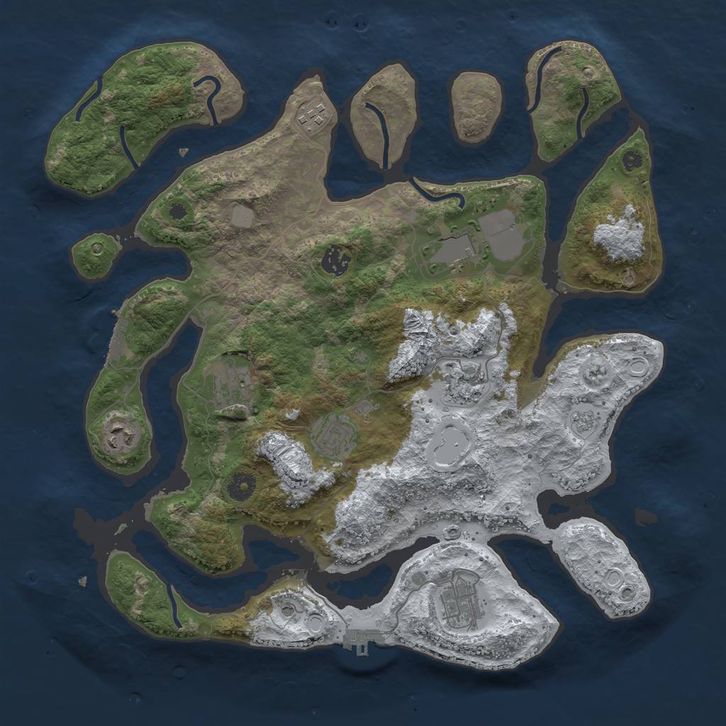 Rust Map: Procedural Map, Size: 3800, Seed: 320877, 17 Monuments