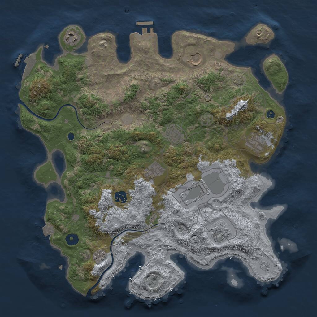 Rust Map: Procedural Map, Size: 3800, Seed: 1513512, 15 Monuments