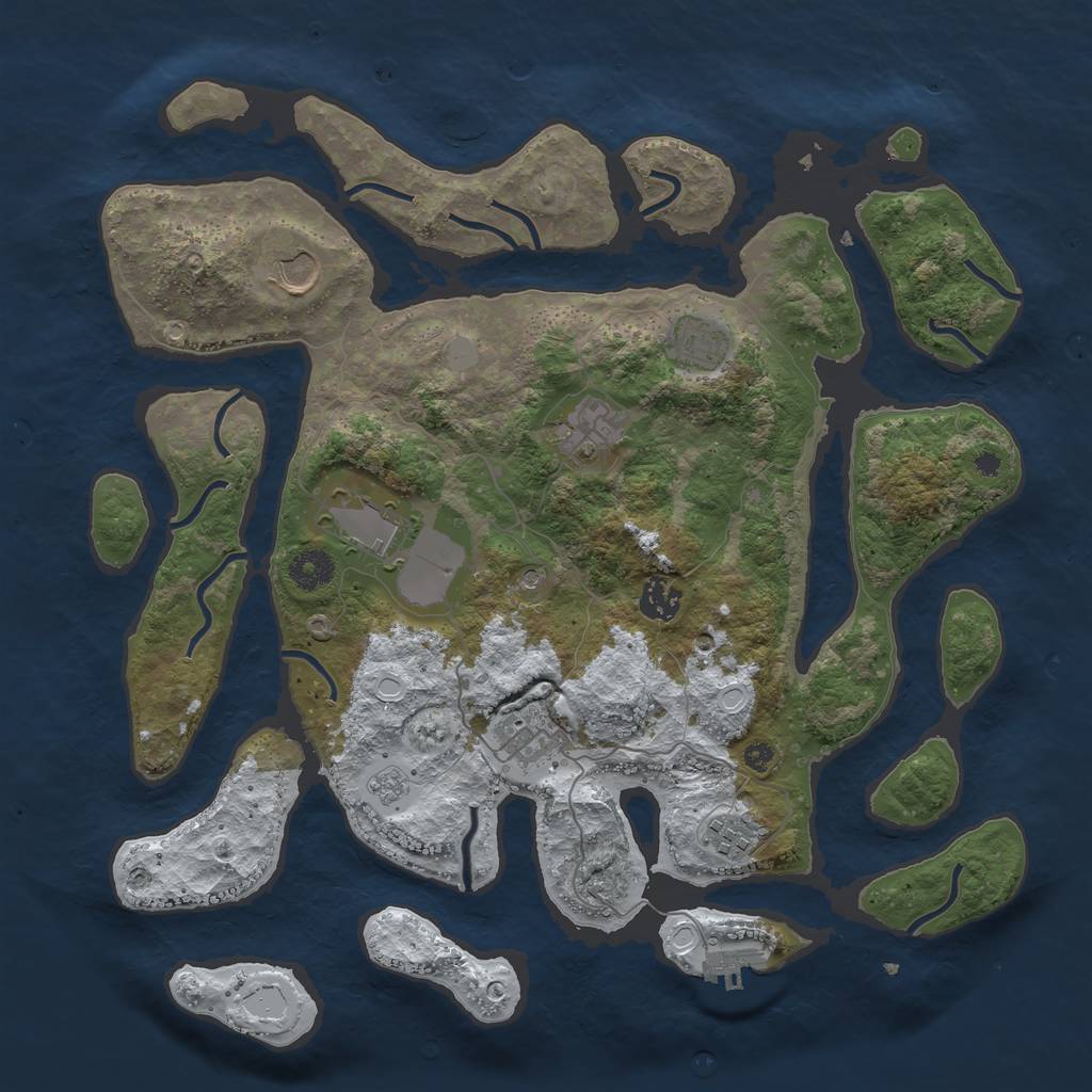 Rust Map: Procedural Map, Size: 3800, Seed: 1791327, 15 Monuments