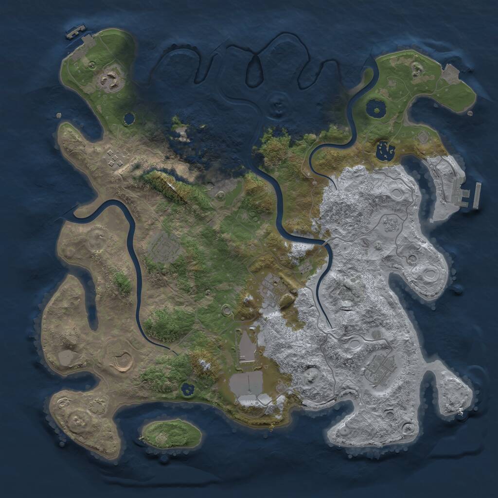 Rust Map: Procedural Map, Size: 3800, Seed: 1569052, 15 Monuments