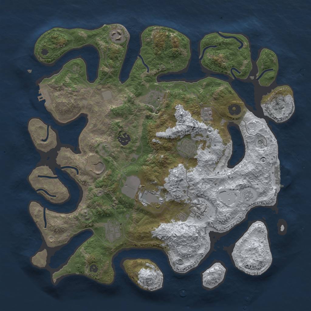 Rust Map: Procedural Map, Size: 3800, Seed: 4406791, 18 Monuments