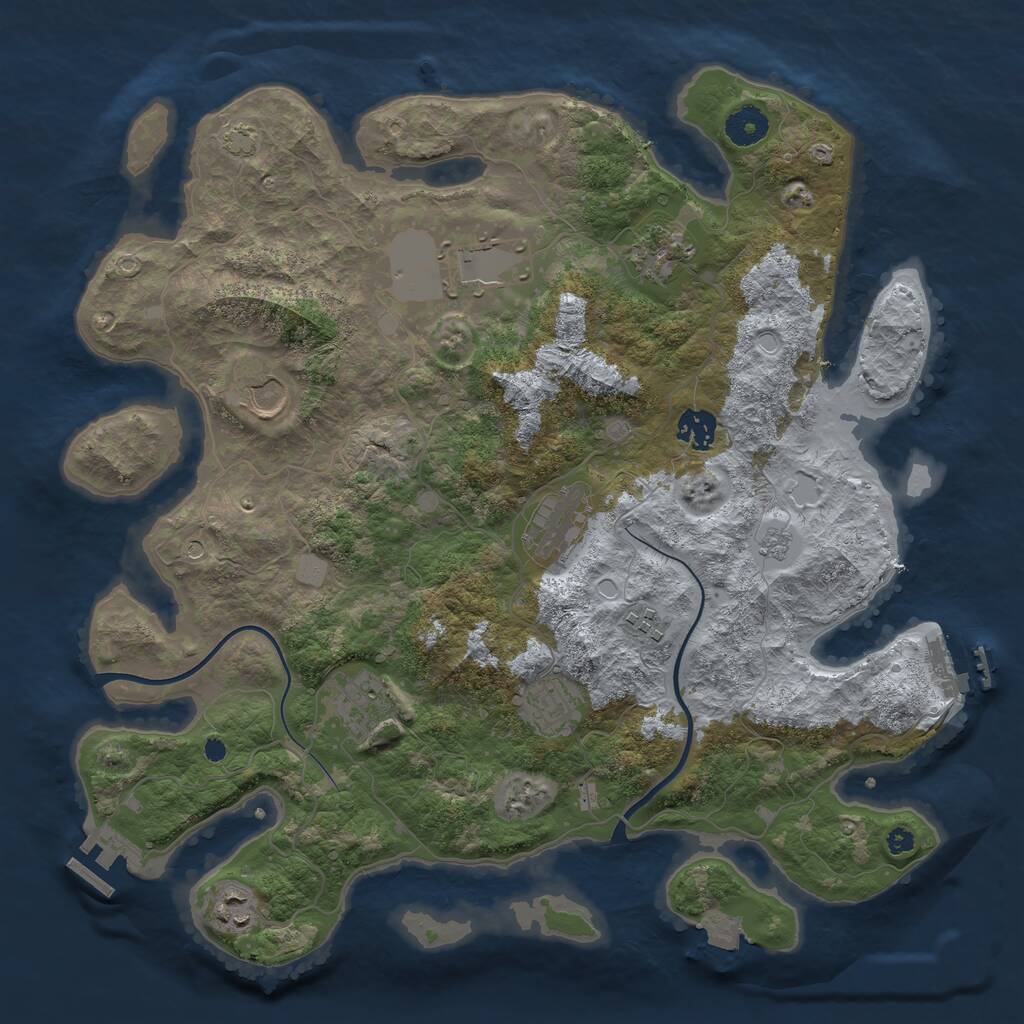 Rust Map: Procedural Map, Size: 3800, Seed: 6431087, 15 Monuments