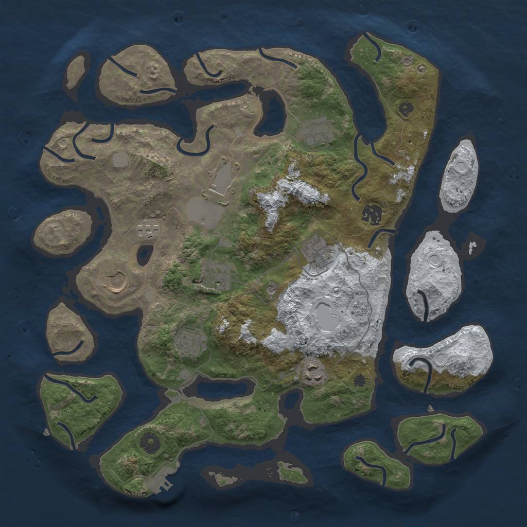 Rust Map: Procedural Map, Size: 3800, Seed: 6431087, 17 Monuments