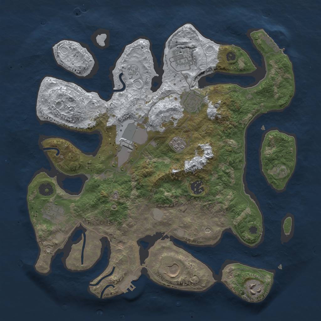 Rust Map: Procedural Map, Size: 3500, Seed: 1437460, 17 Monuments