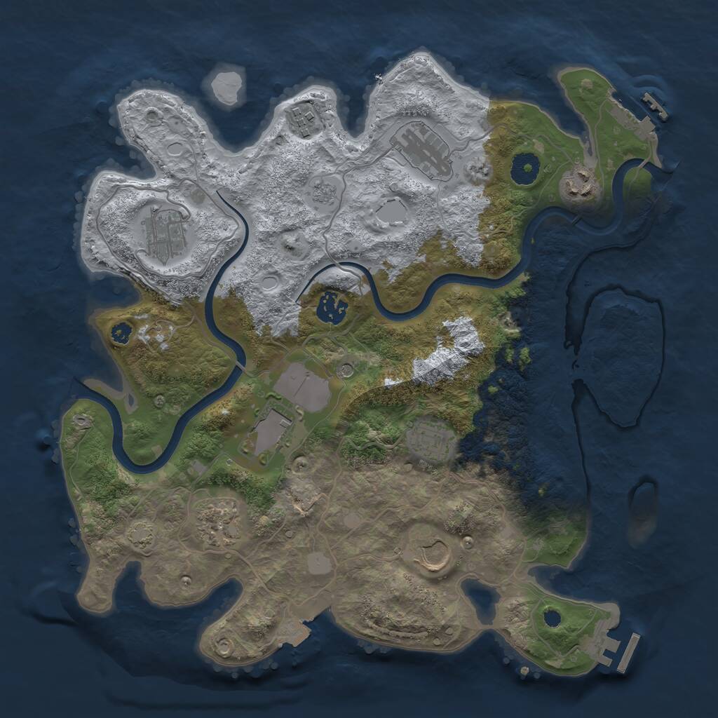 Rust Map: Procedural Map, Size: 3500, Seed: 1437460, 15 Monuments