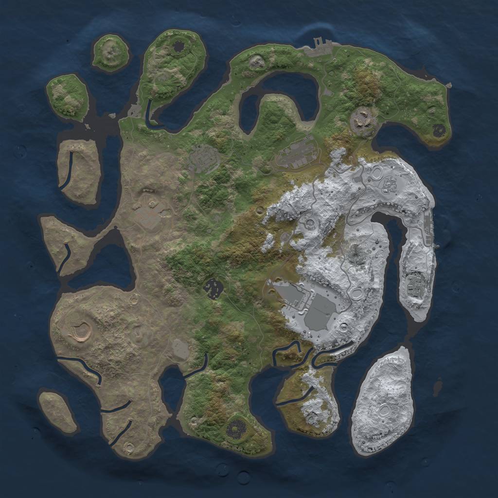 Rust Map: Procedural Map, Size: 3800, Seed: 3054262, 17 Monuments