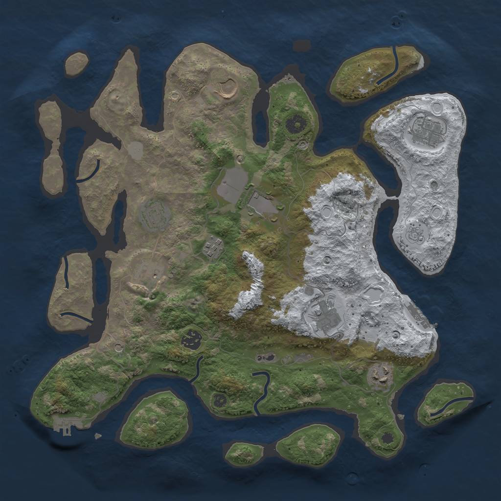 Rust Map: Procedural Map, Size: 3800, Seed: 988013, 18 Monuments