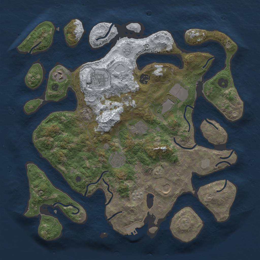 Rust Map: Procedural Map, Size: 3800, Seed: 4757837, 16 Monuments