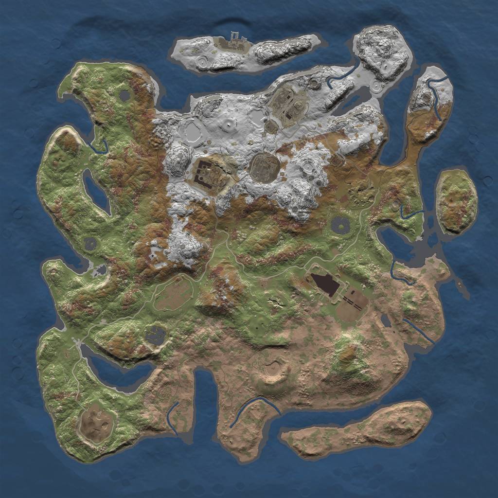 Rust Map: Procedural Map, Size: 3900, Seed: 1, 14 Monuments