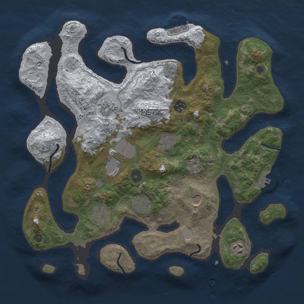 Rust Map: Procedural Map, Size: 3800, Seed: 4409811, 18 Monuments
