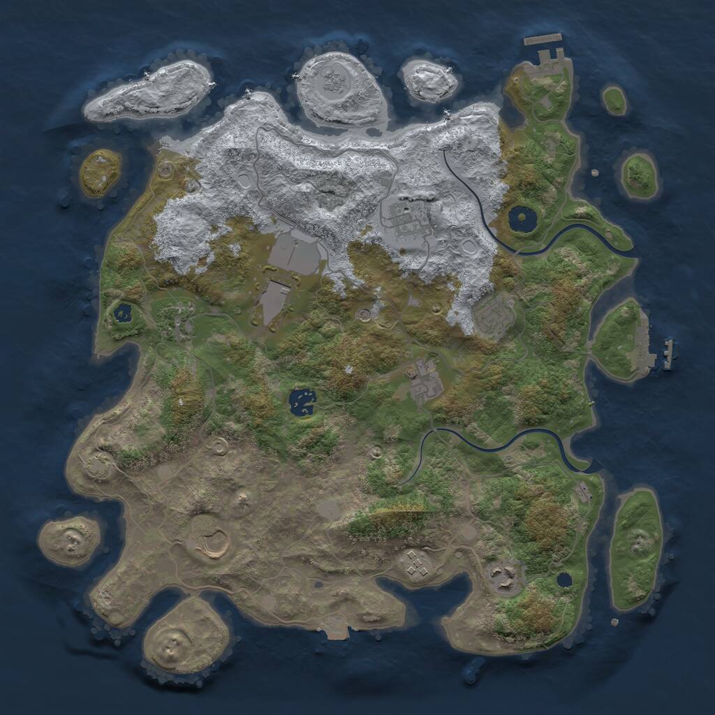 Rust Map: Procedural Map, Size: 3800, Seed: 2920845, 15 Monuments