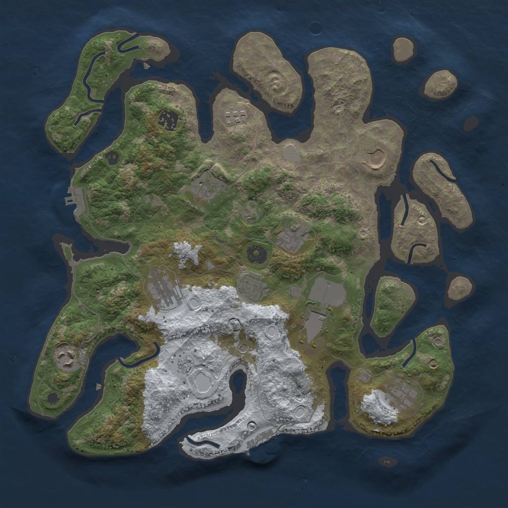 Rust Map: Procedural Map, Size: 3800, Seed: 3074941, 19 Monuments