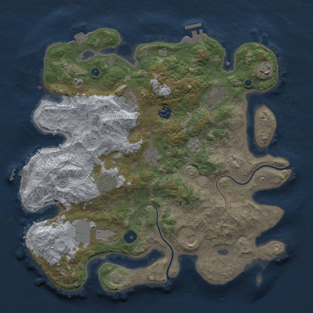 Rust Map: Procedural Map, Size: 3800, Seed: 1116742, 15 Monuments