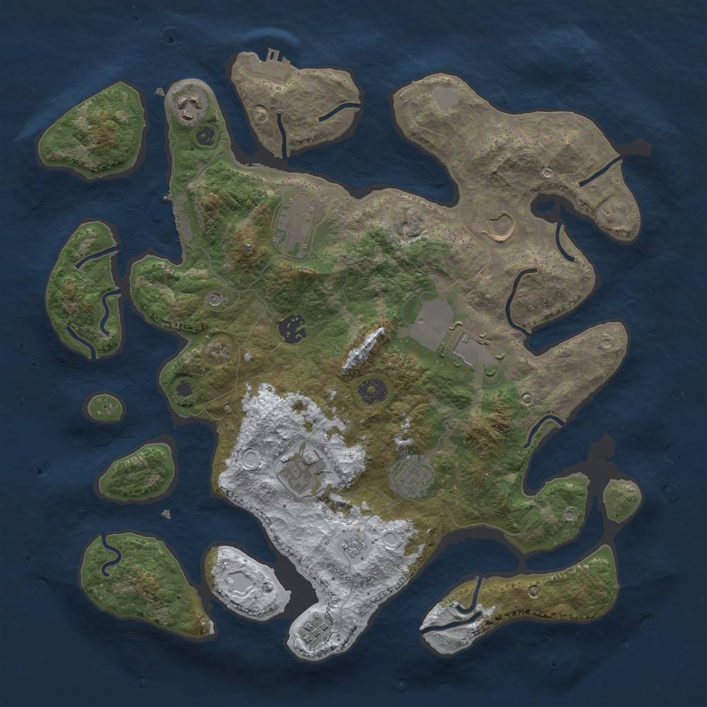 Rust Map: Procedural Map, Size: 3800, Seed: 3517959, 17 Monuments