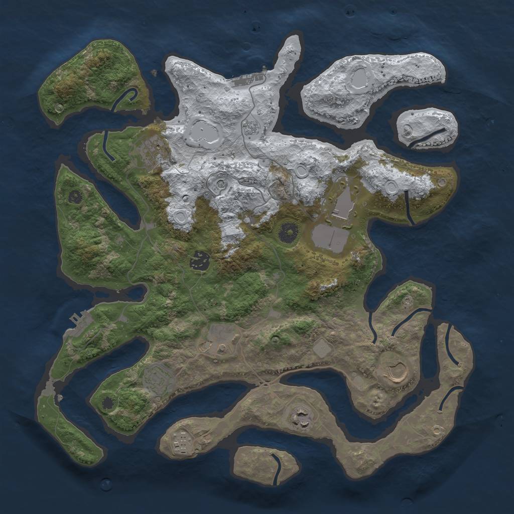 Rust Map: Procedural Map, Size: 3800, Seed: 3332902, 17 Monuments