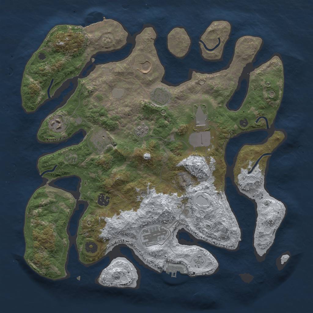 Rust Map: Procedural Map, Size: 3800, Seed: 2822532, 17 Monuments