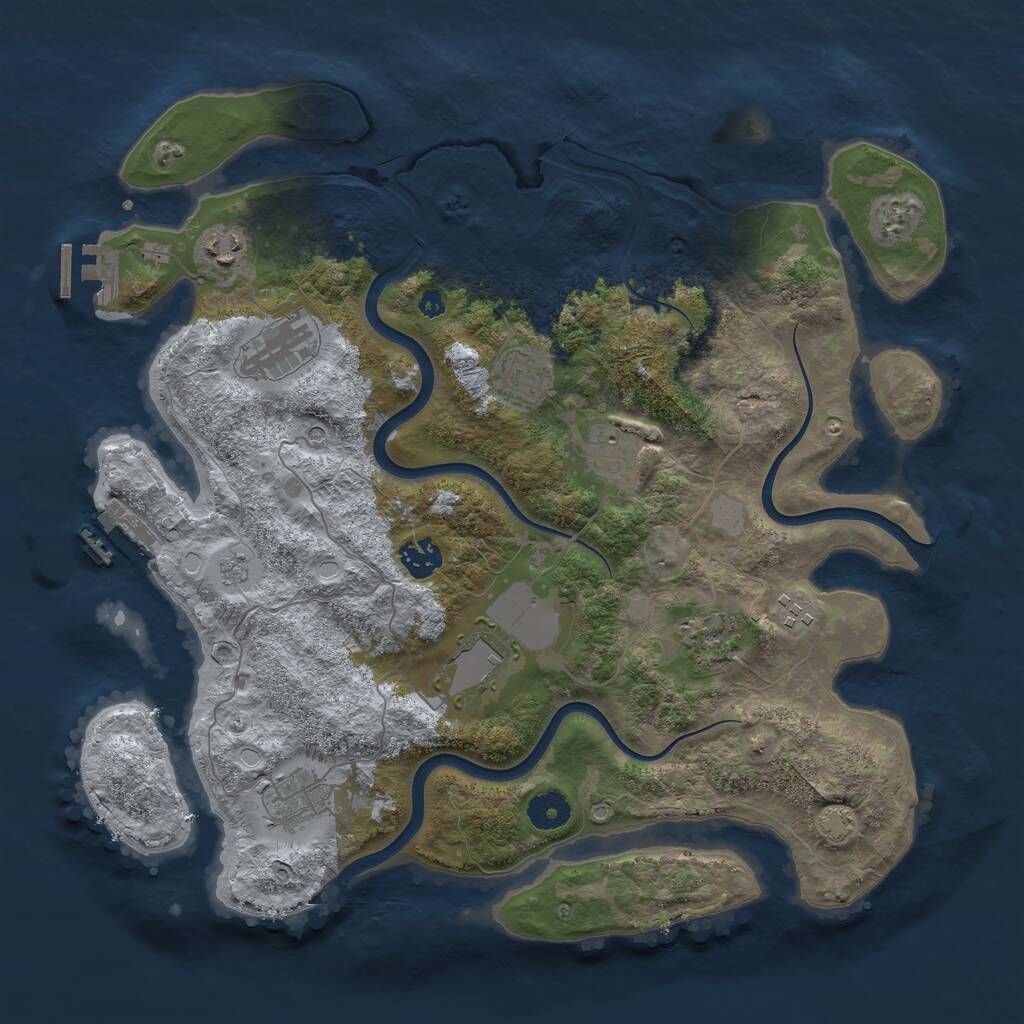Rust Map: Procedural Map, Size: 3800, Seed: 184436, 15 Monuments
