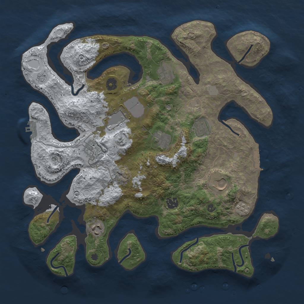 Rust Map: Procedural Map, Size: 3800, Seed: 2271350, 18 Monuments