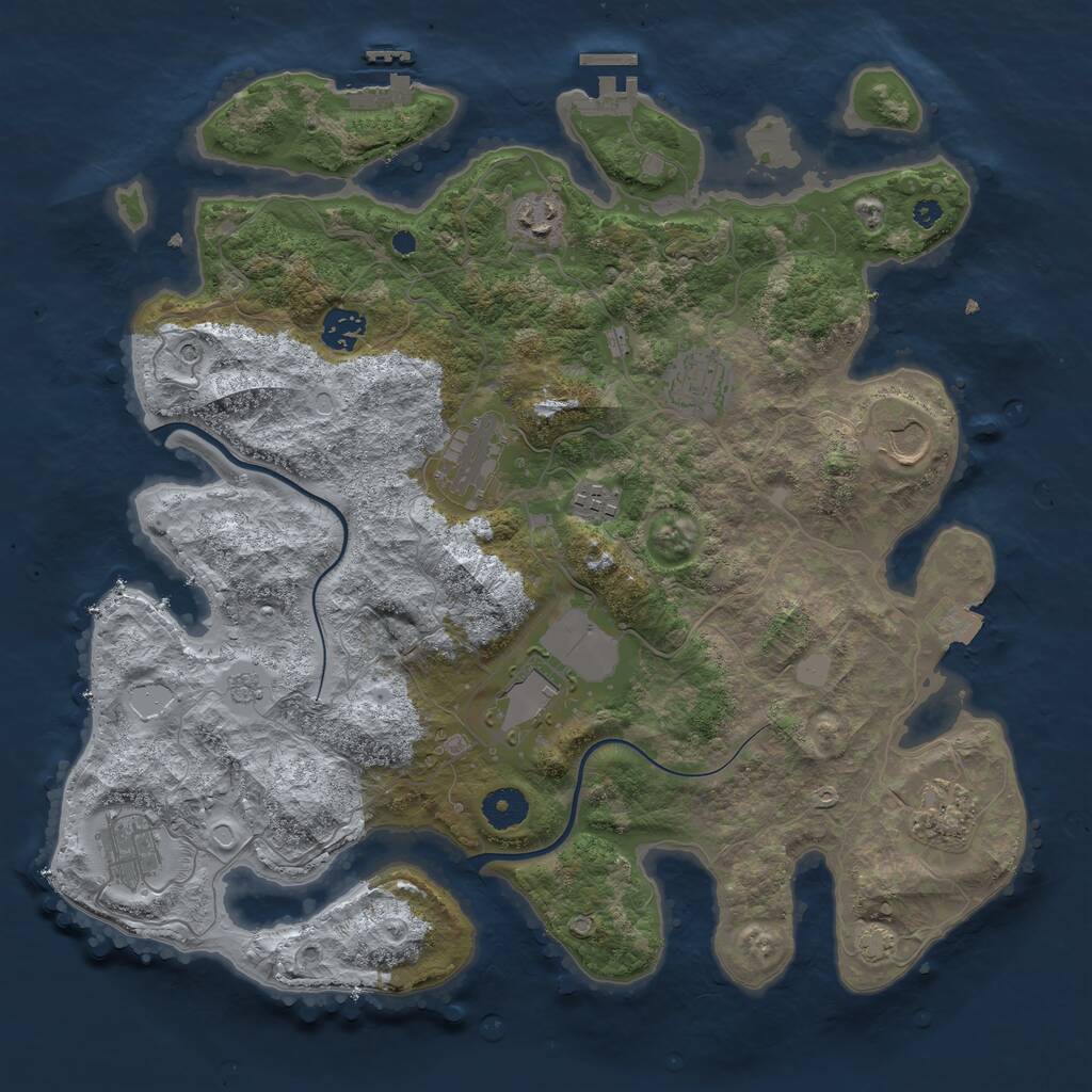 Rust Map: Procedural Map, Size: 3800, Seed: 287701, 15 Monuments