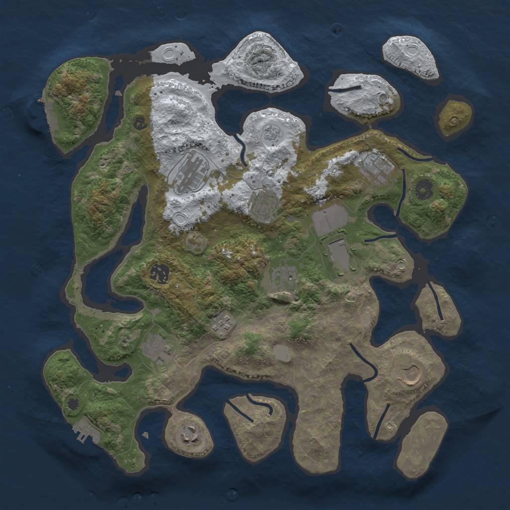 Rust Map: Procedural Map, Size: 3800, Seed: 6411612, 18 Monuments