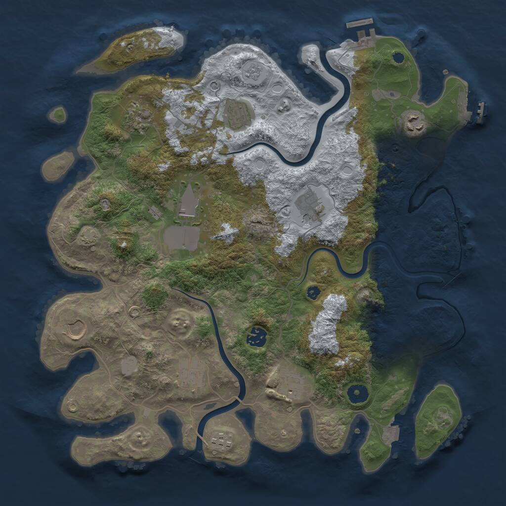 Rust Map: Procedural Map, Size: 3800, Seed: 4007211, 16 Monuments