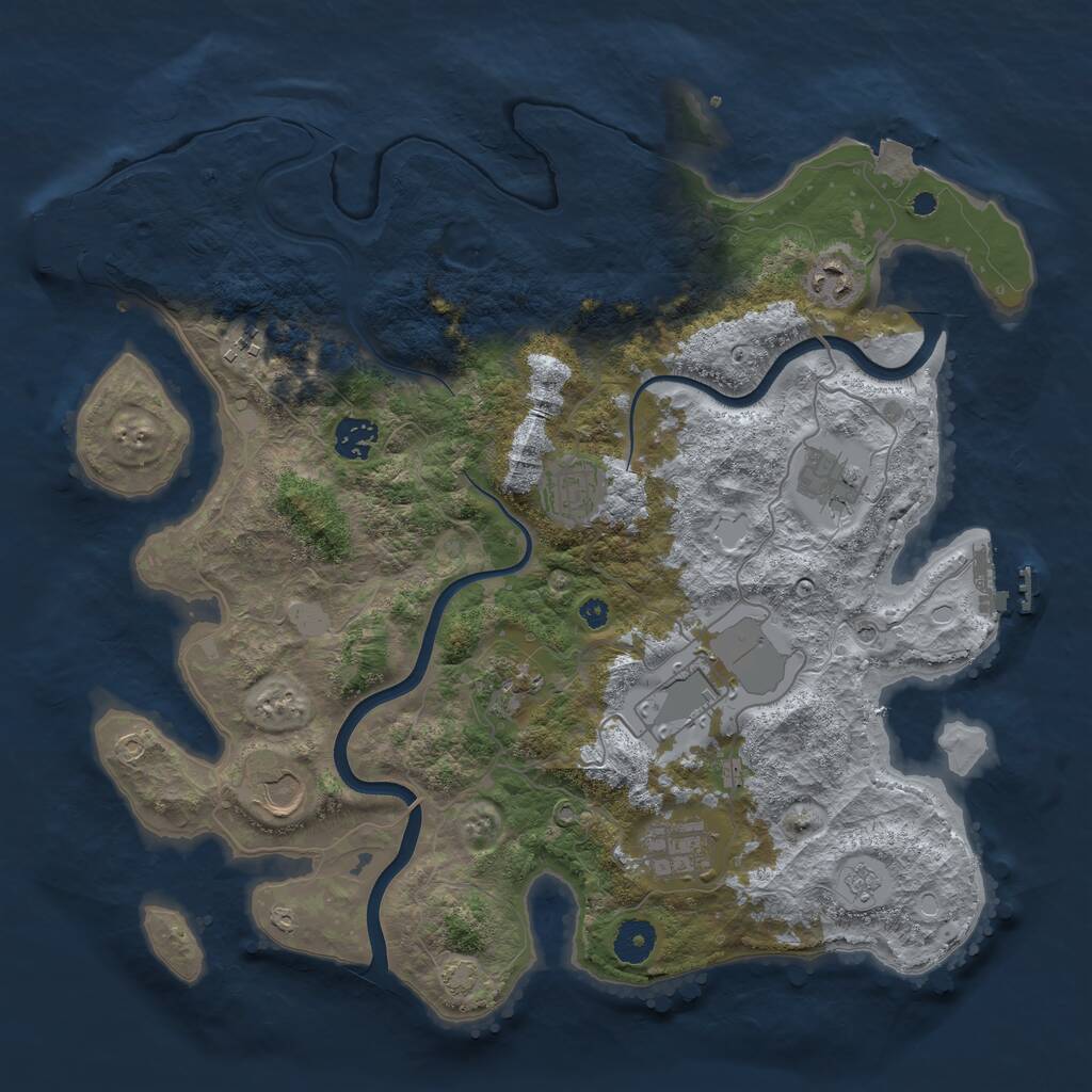 Rust Map: Procedural Map, Size: 3800, Seed: 4068417, 15 Monuments