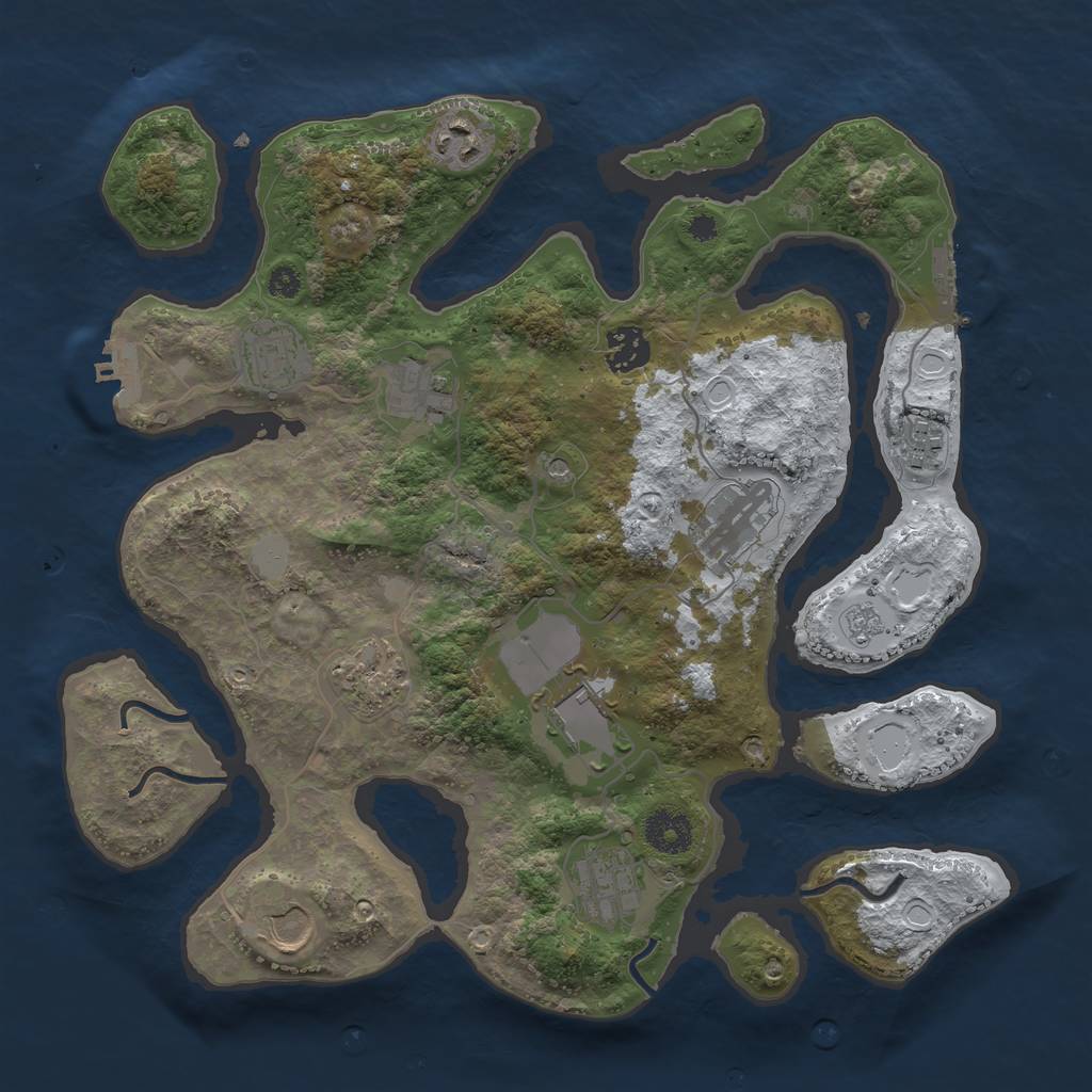 Rust Map: Procedural Map, Size: 3500, Seed: 1692944663, 19 Monuments