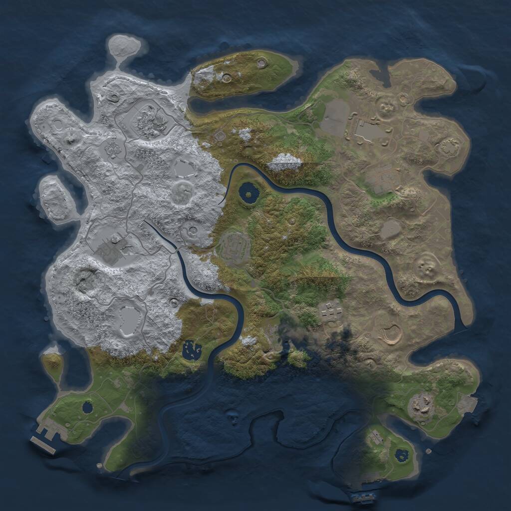Rust Map: Procedural Map, Size: 3767, Seed: 15825, 16 Monuments