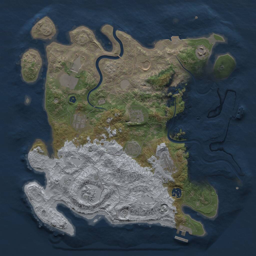 Rust Map: Procedural Map, Size: 3800, Seed: 5591998, 16 Monuments