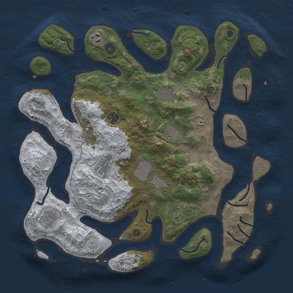 Rust Map: Procedural Map, Size: 4000, Seed: 127059, 14 Monuments