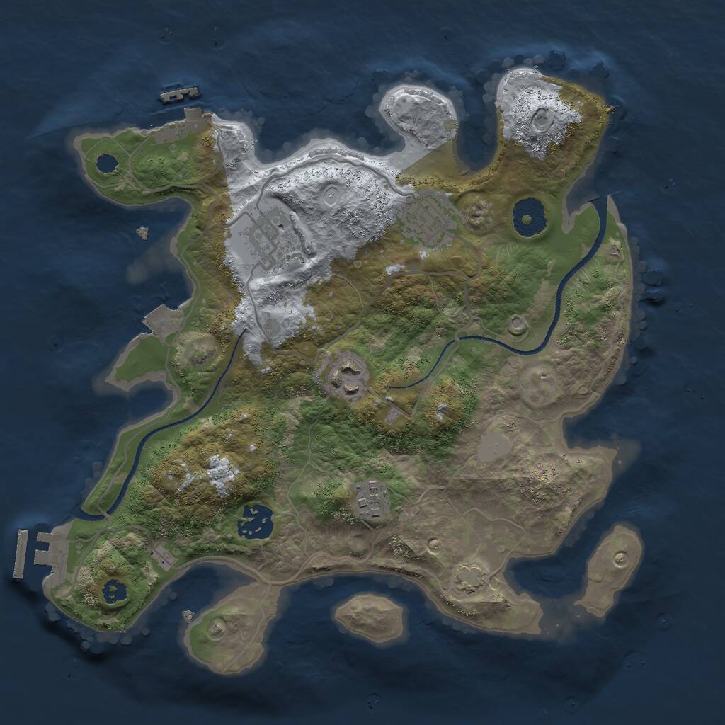 Rust Map: Procedural Map, Size: 3000, Seed: 401239185, 9 Monuments