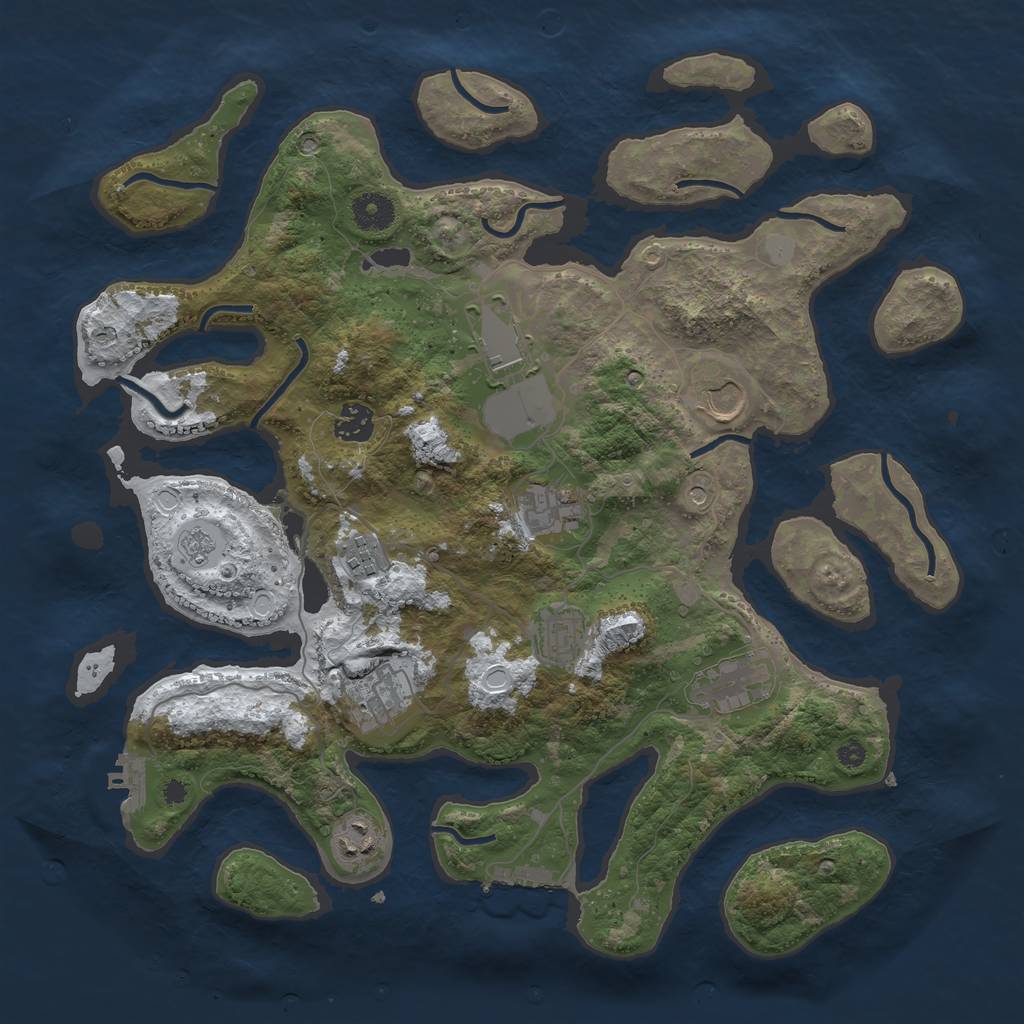 Rust Map: Procedural Map, Size: 3800, Seed: 3318386, 18 Monuments