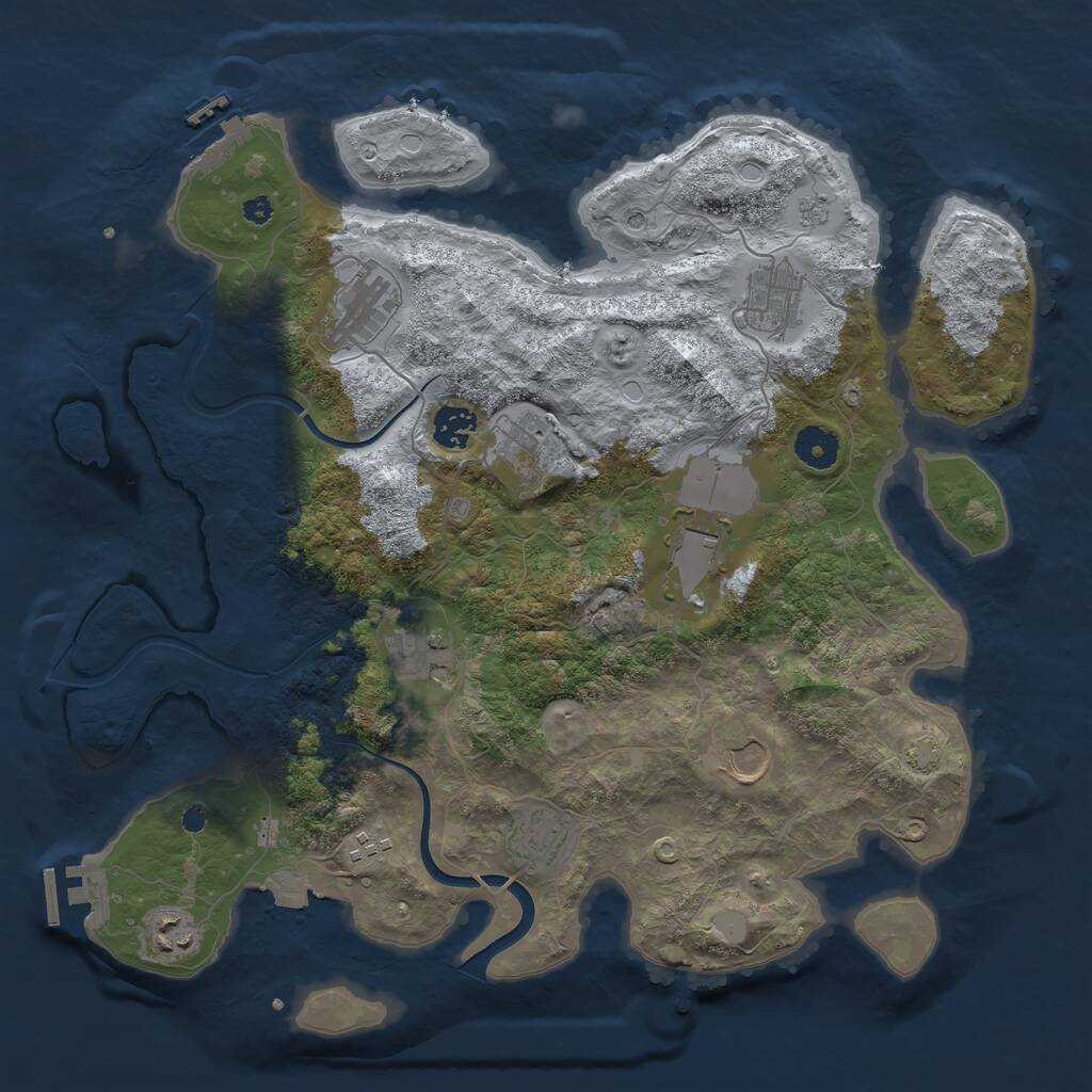 Rust Map: Procedural Map, Size: 3800, Seed: 2777489, 16 Monuments