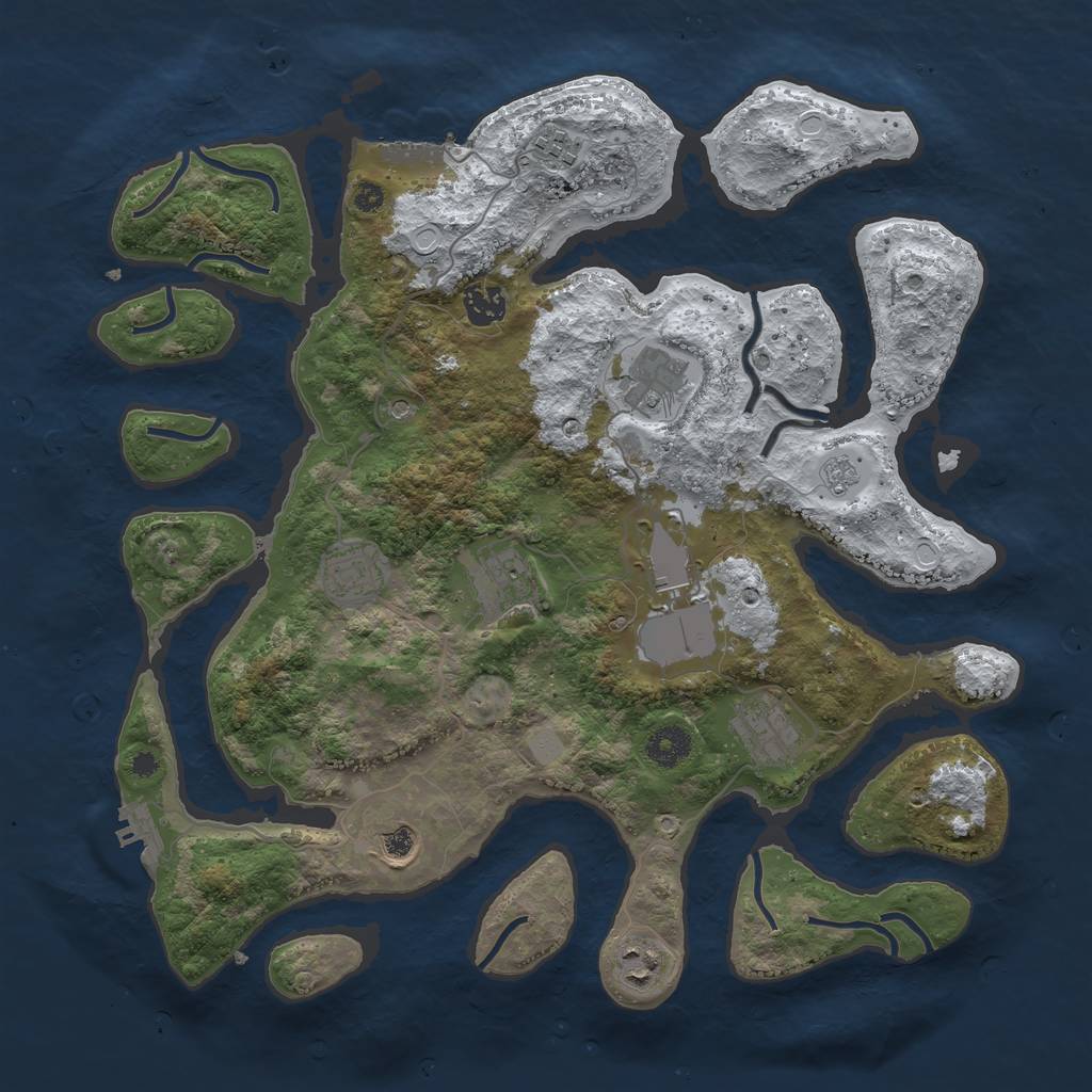 Rust Map: Procedural Map, Size: 3800, Seed: 883681, 18 Monuments