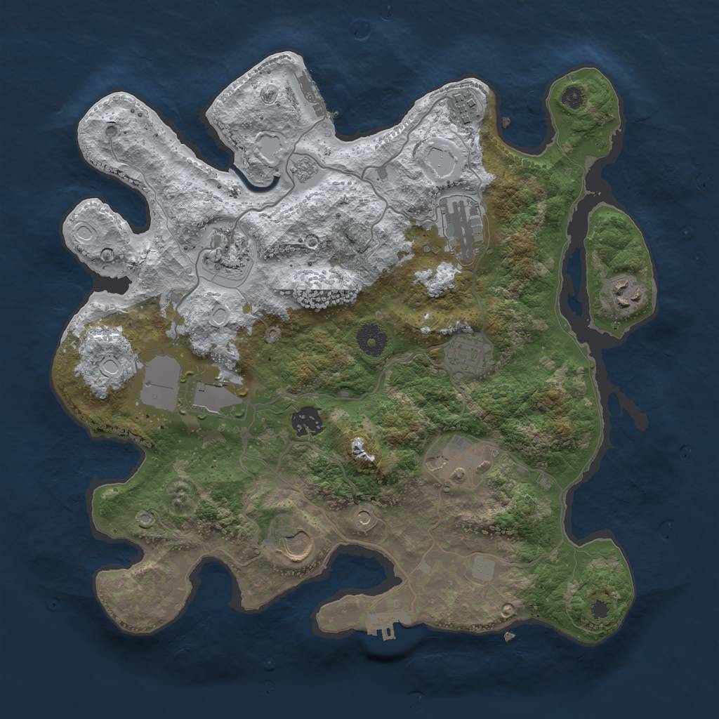 Rust Map: Procedural Map, Size: 3500, Seed: 1231822, 18 Monuments