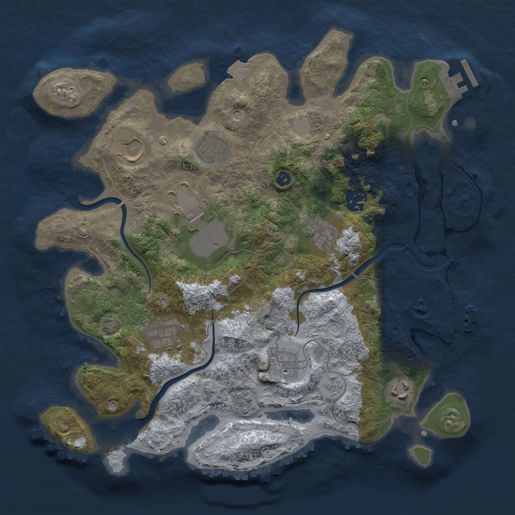 Rust Map: Procedural Map, Size: 3500, Seed: 1943873, 15 Monuments