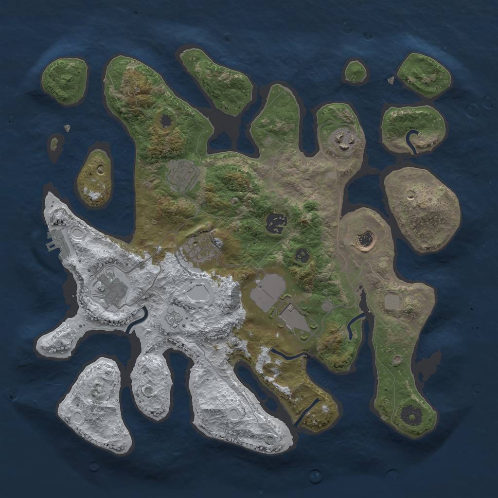 Rust Map: Procedural Map, Size: 3500, Seed: 2606974, 14 Monuments