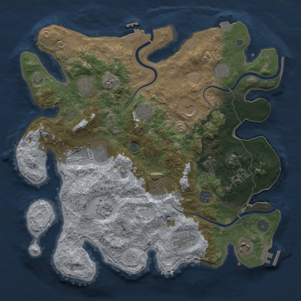 Rust Map: Procedural Map, Size: 3800, Seed: 3113753, 17 Monuments