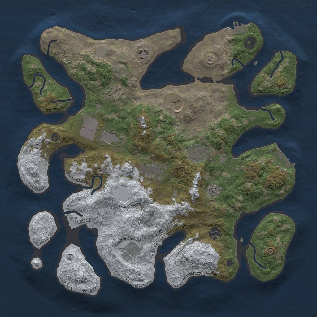 Rust Map: Procedural Map, Size: 3800, Seed: 3113753, 18 Monuments