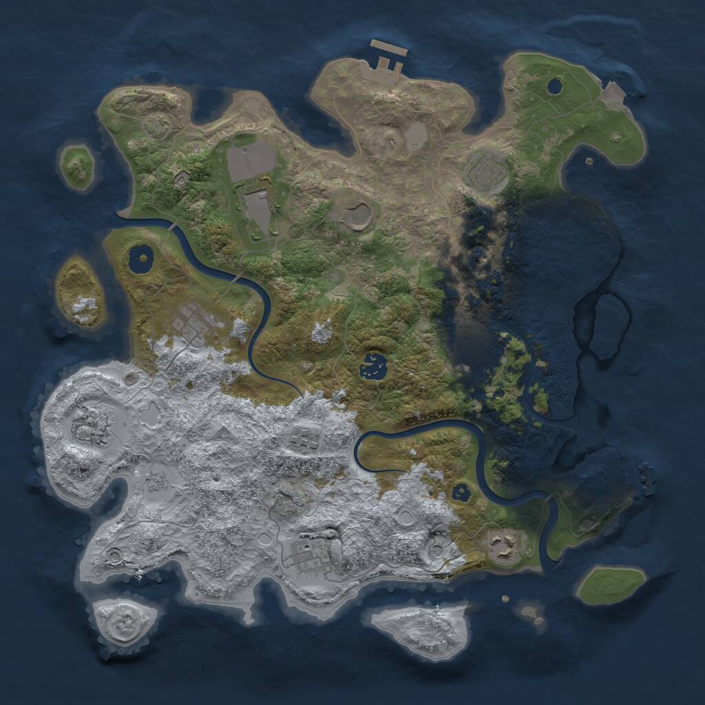 Rust Map: Procedural Map, Size: 3800, Seed: 2806892, 16 Monuments
