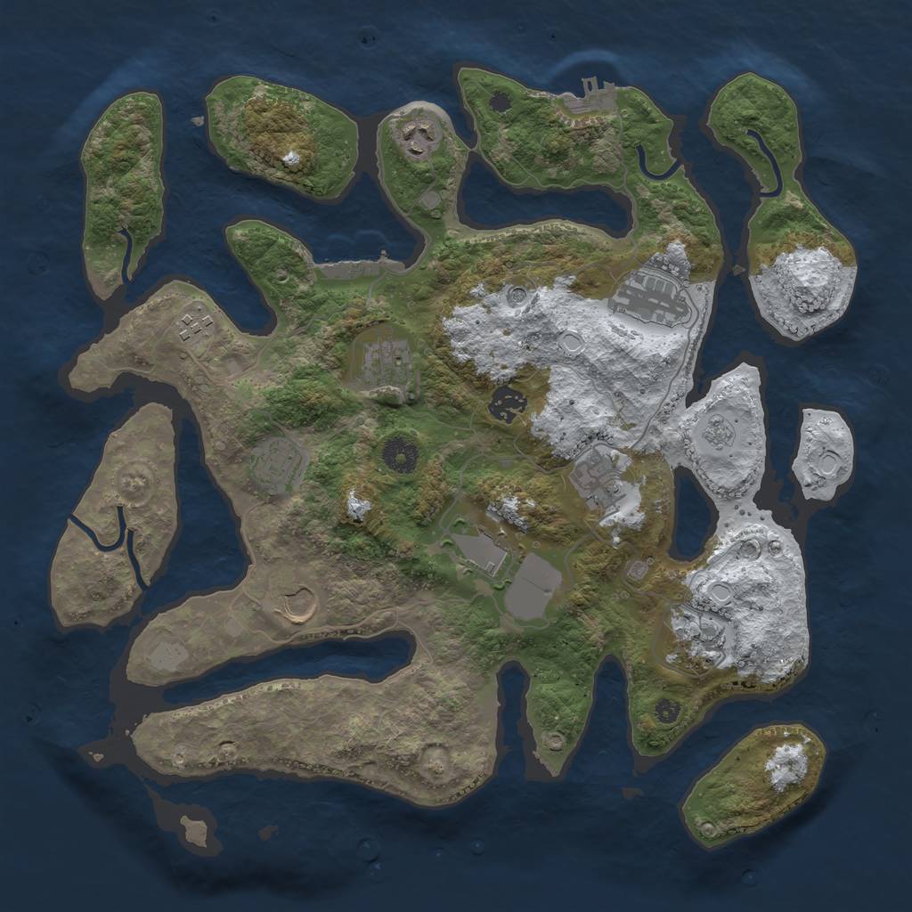 Rust Map: Procedural Map, Size: 3800, Seed: 2878275, 19 Monuments