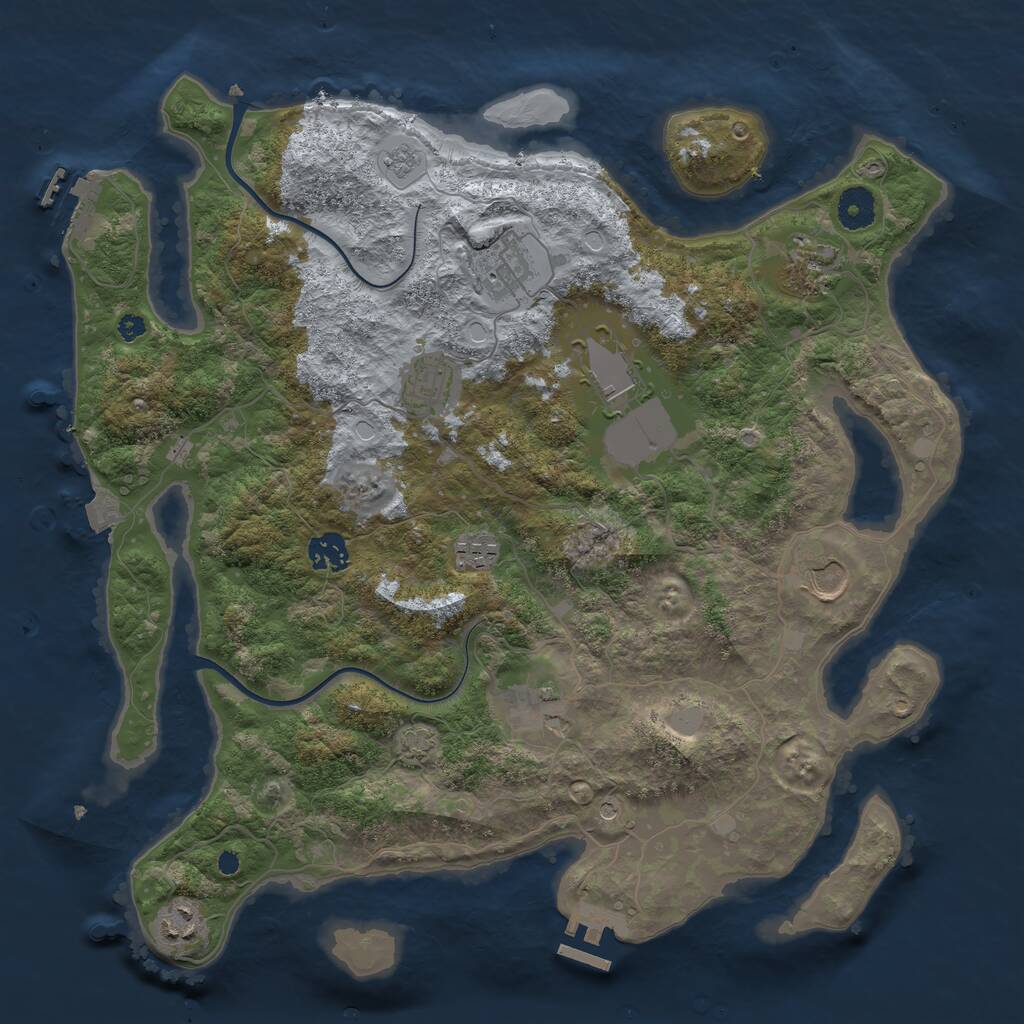 Rust Map: Procedural Map, Size: 3800, Seed: 5264867, 15 Monuments