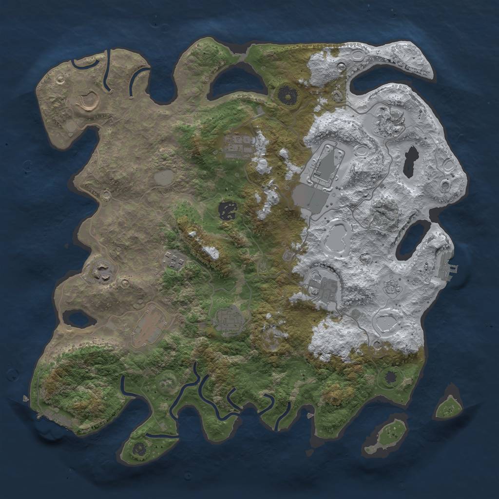 Rust Map: Procedural Map, Size: 3800, Seed: 409822, 19 Monuments