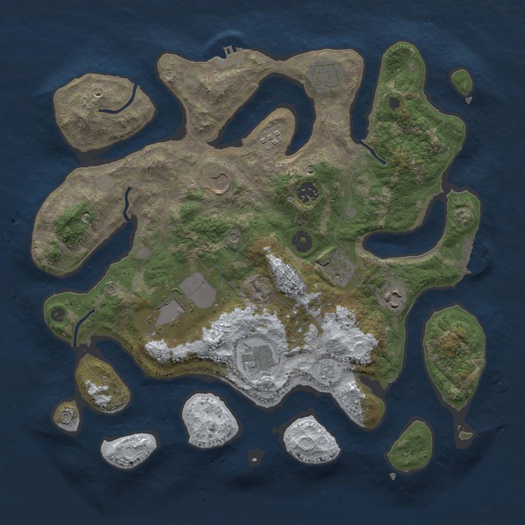 Rust Map: Procedural Map, Size: 3800, Seed: 4625002, 17 Monuments