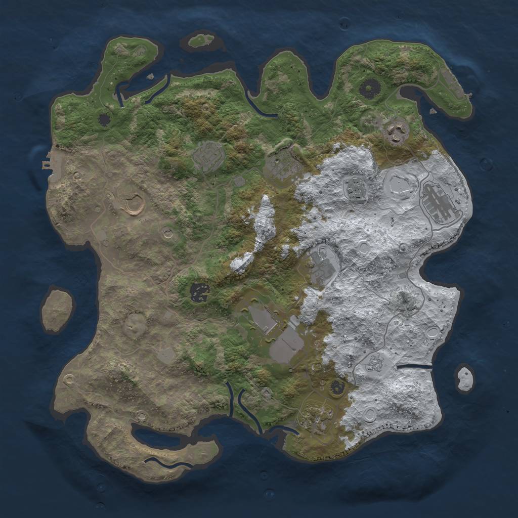 Rust Map: Procedural Map, Size: 3800, Seed: 2301059, 19 Monuments