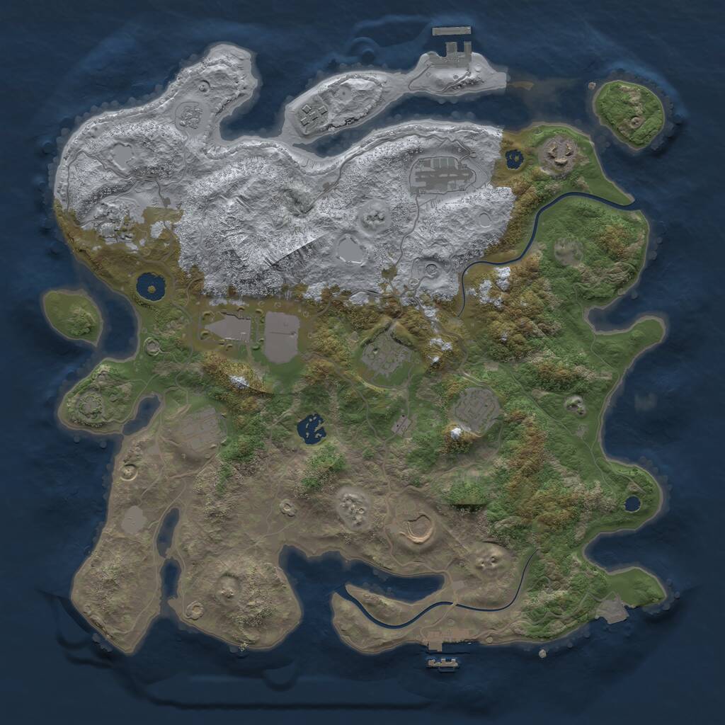 Rust Map: Procedural Map, Size: 3800, Seed: 5801551, 16 Monuments