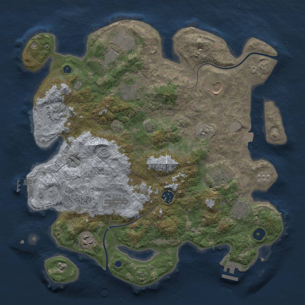 Rust Map: Procedural Map, Size: 3800, Seed: 1699754, 16 Monuments
